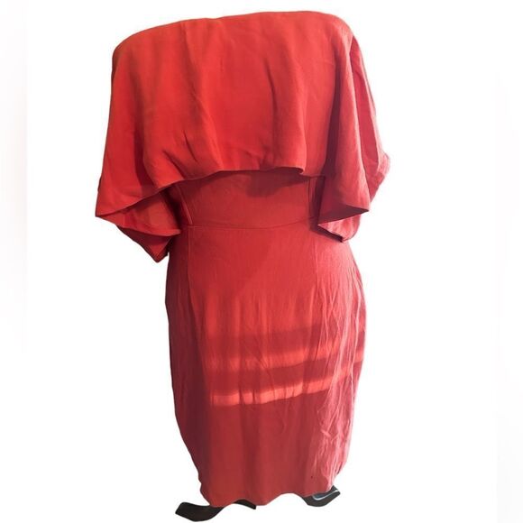 Cupcakes & Cashmere Rudy Crepe Off the Shoulder mini dress persimmon red -6 - Picture 2 of 6